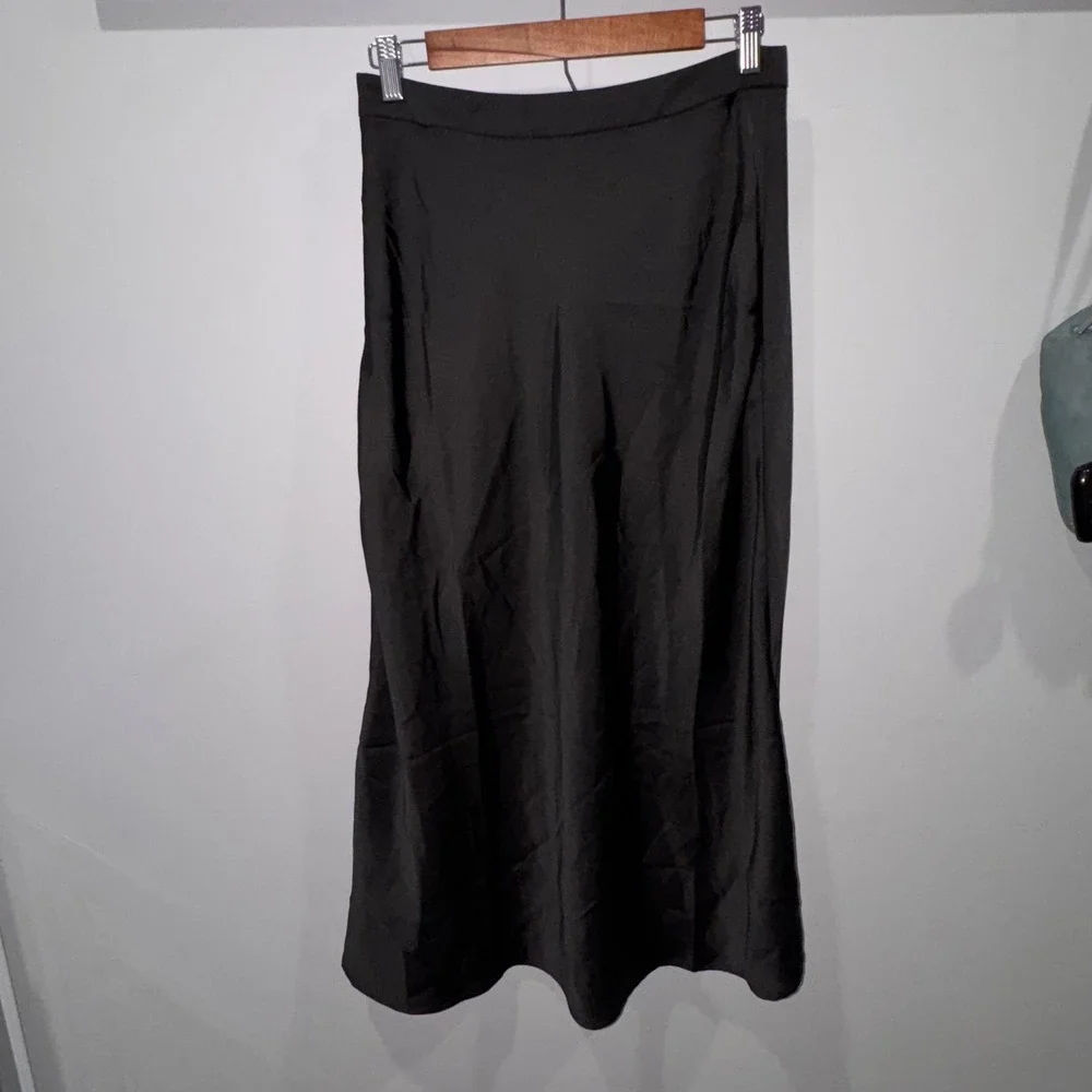 Cupshe Satin Midi Skirt Womens Medium Black NEW A02B4K009AA Silky Slip Skirt